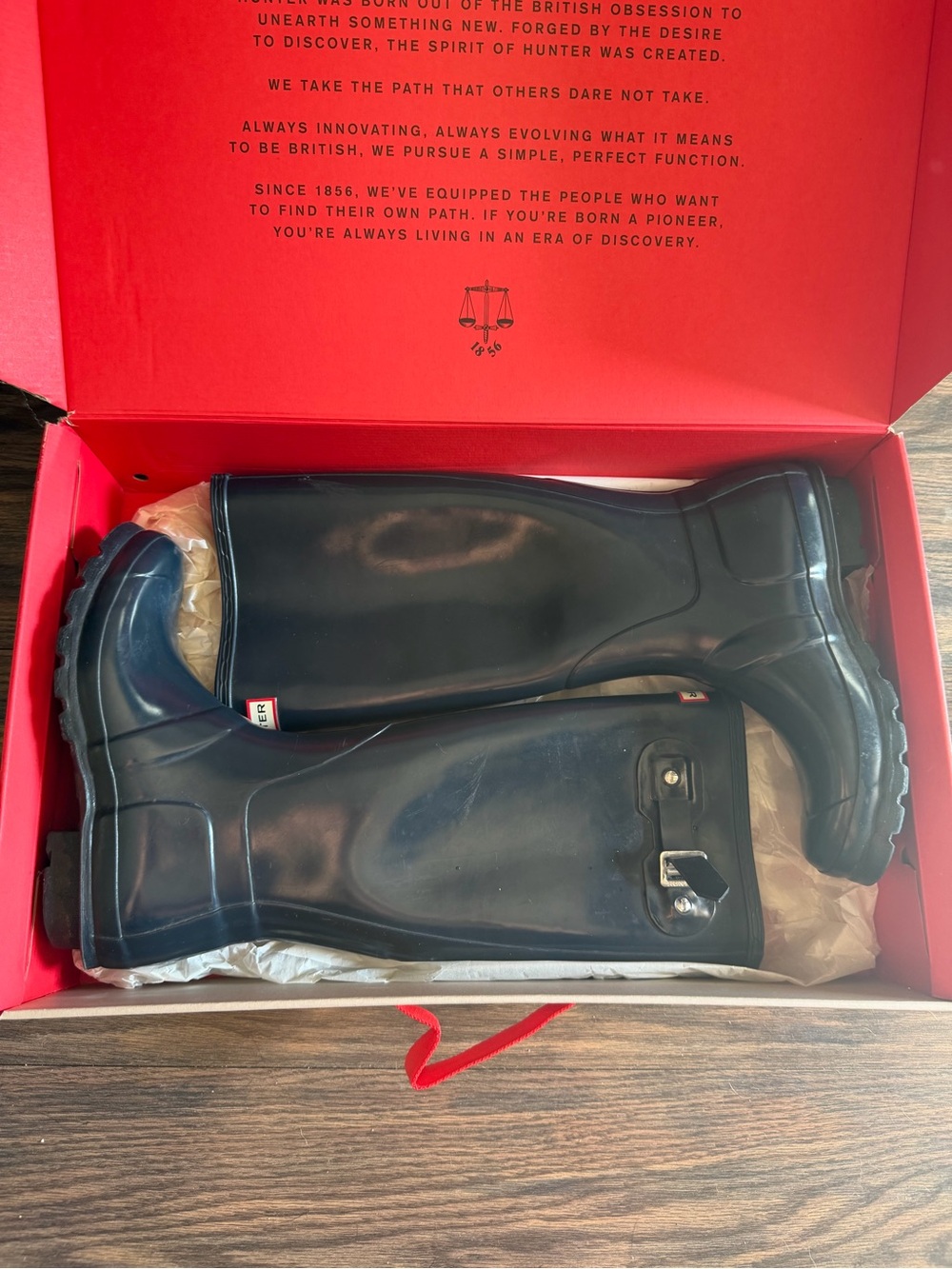 Hunter Women's Original Tall Gloss Rain Boots Navy Blue Size 7 w/ Box - Picture 6 of 9